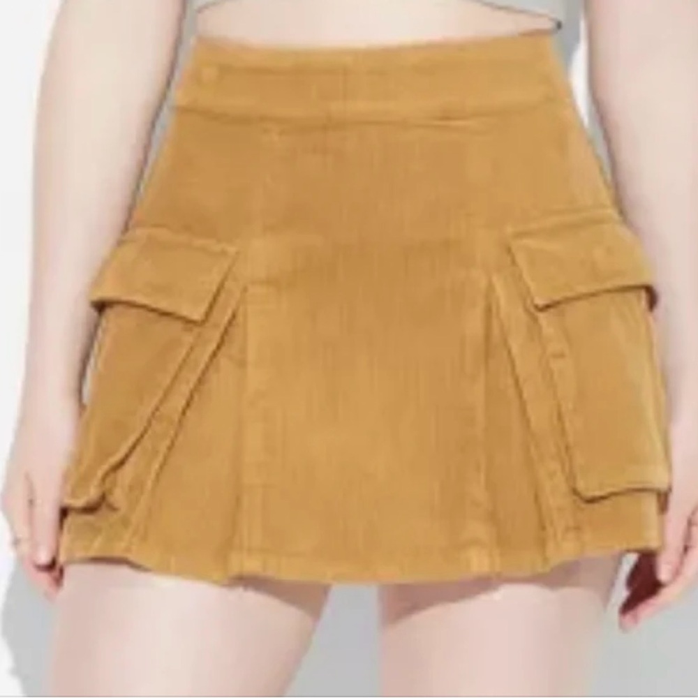 Wild Fable Corduroy Cargo Pleated Mini Kpop Concert‎ Mustard Skirt Sz S NWT